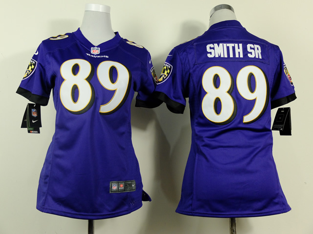 Nike Ravens 89 Smith Sr Purple Women Game Jerseys - Click Image to Close