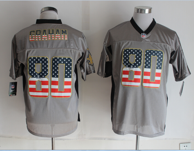 Nike Saints 80 Graham USA Flag Fashion Grey Shadow Jerseys