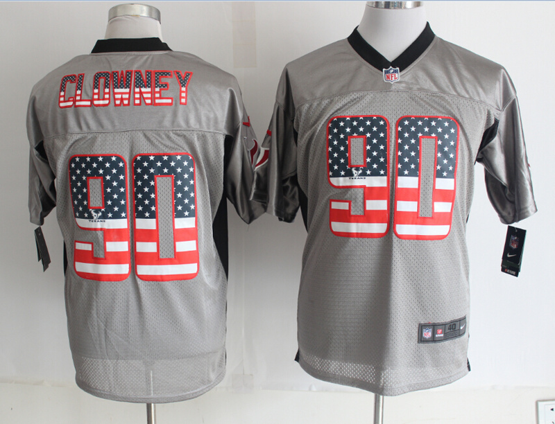 Nike Texans 90 Clowney USA Flag Fashion Grey Shadow Jerseys