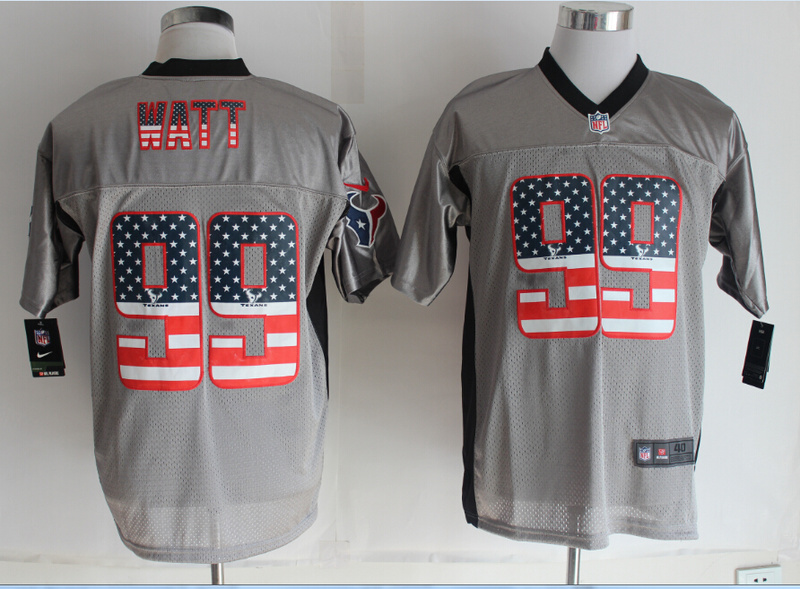 Nike Texans 99 Watt USA Flag Fashion Grey Shadow Jerseys