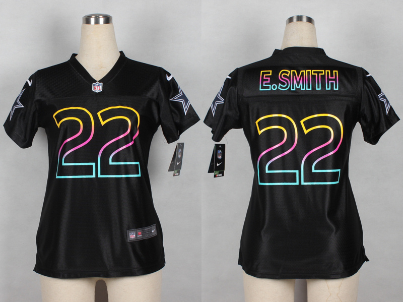 Nike Cowboys 22 E.Smith Black Fashion Women Jerseys