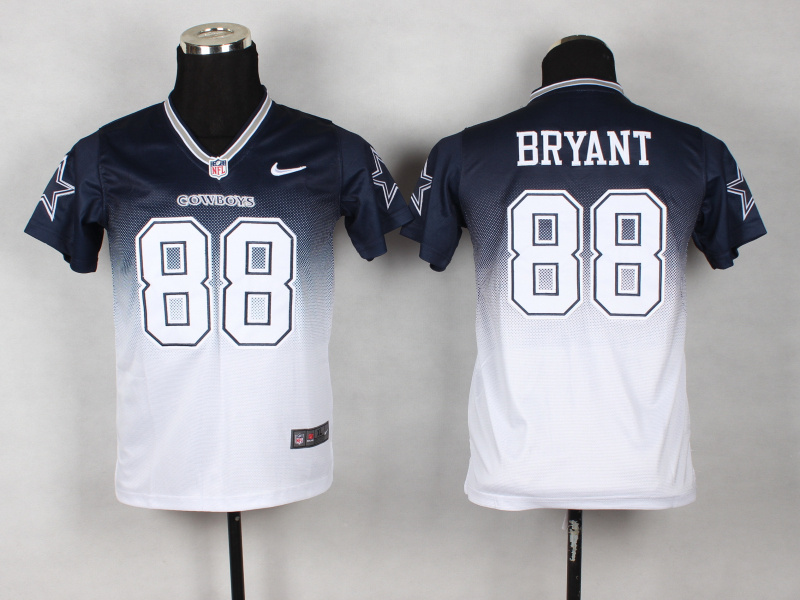 Nike Cowboys 88 Bryant Blue And White Youth Split Jerseys