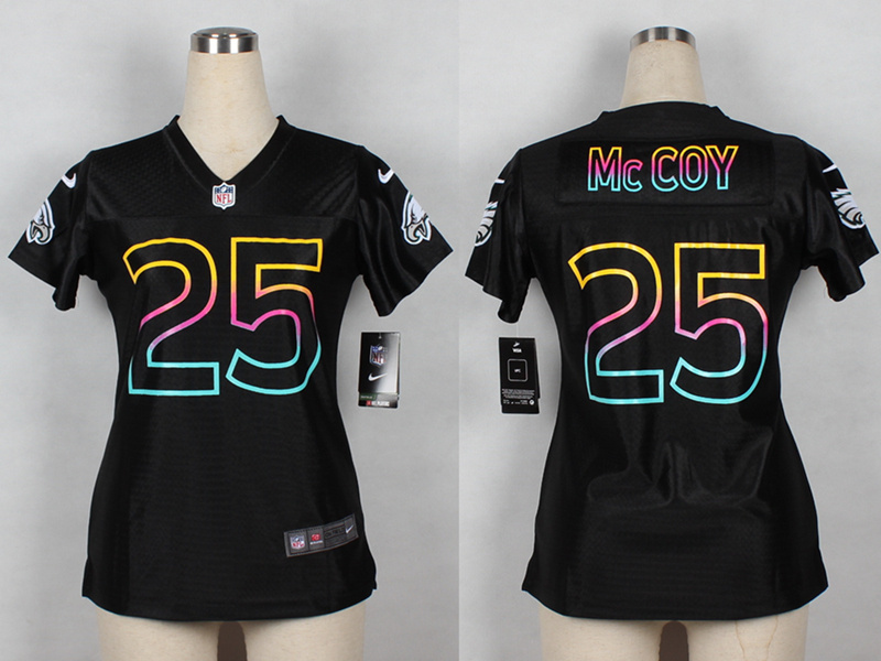 Nike Eagles 25 McCoy Black Fashion Women Jerseys - Click Image to Close