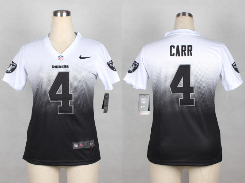 Nike Raiders 4 Carr White And Black Drift Fashion II Women Jerseys - Click Image to Close