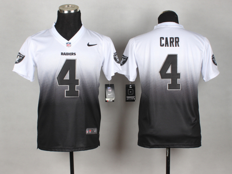 Nike Raiders 4 Carr White And Black Drift Fashion II Youth Jerseys