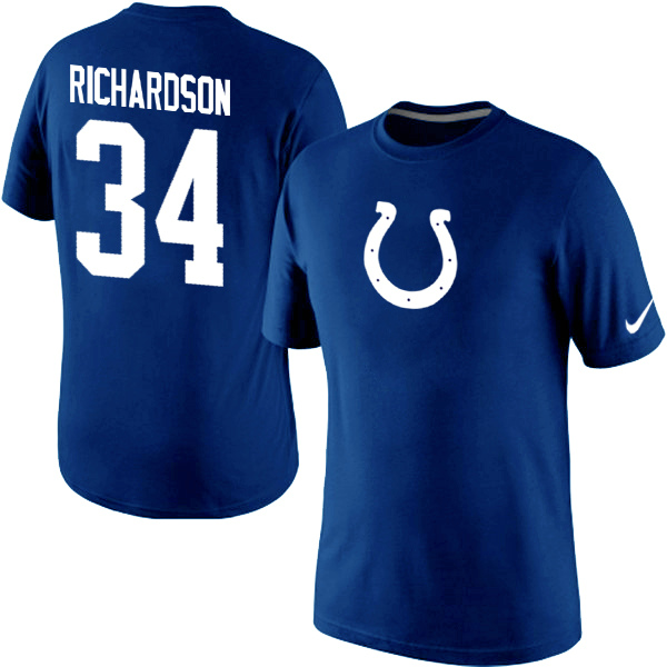 Nike Colts 34 Richardson Blue Fashion T Shirts