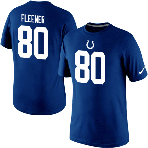 Nike Colts 80 Fleener Blue Fashion T Shirts2