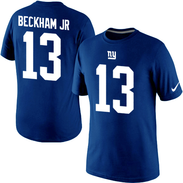 Nike Giants 13 Beckham Jr Blue Fashion T Shirts2