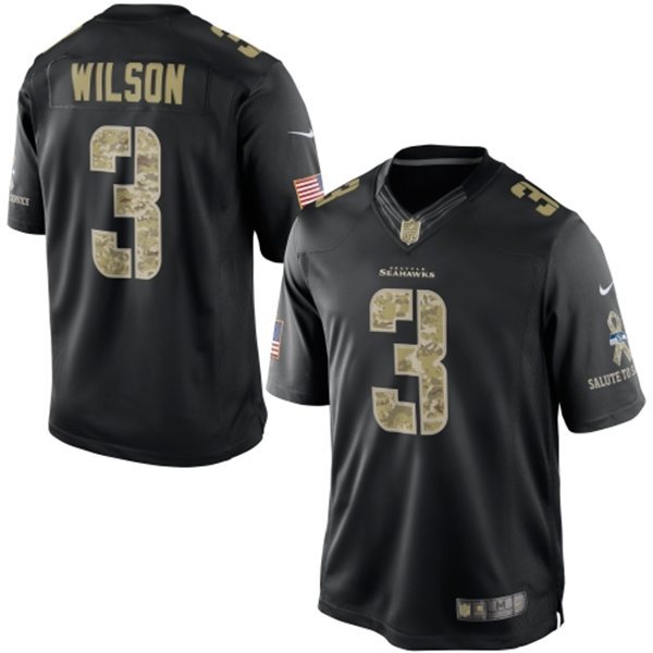 Nike Seahawks 3 Wilson Black Salute To Service Limited Jerseys