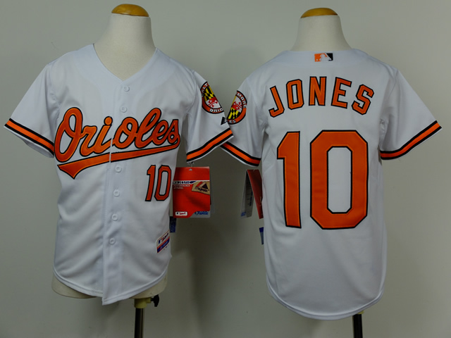 Orioles 10 Jones White Youth Jersey - Click Image to Close