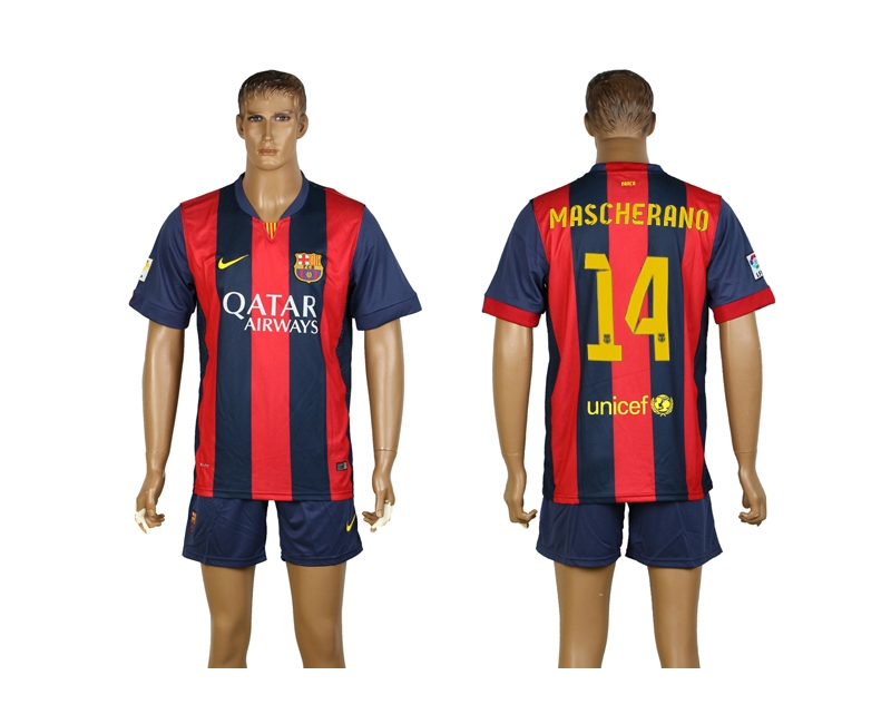 2014-15 Barcelona 14 Mascherano Home Soccer Jersey