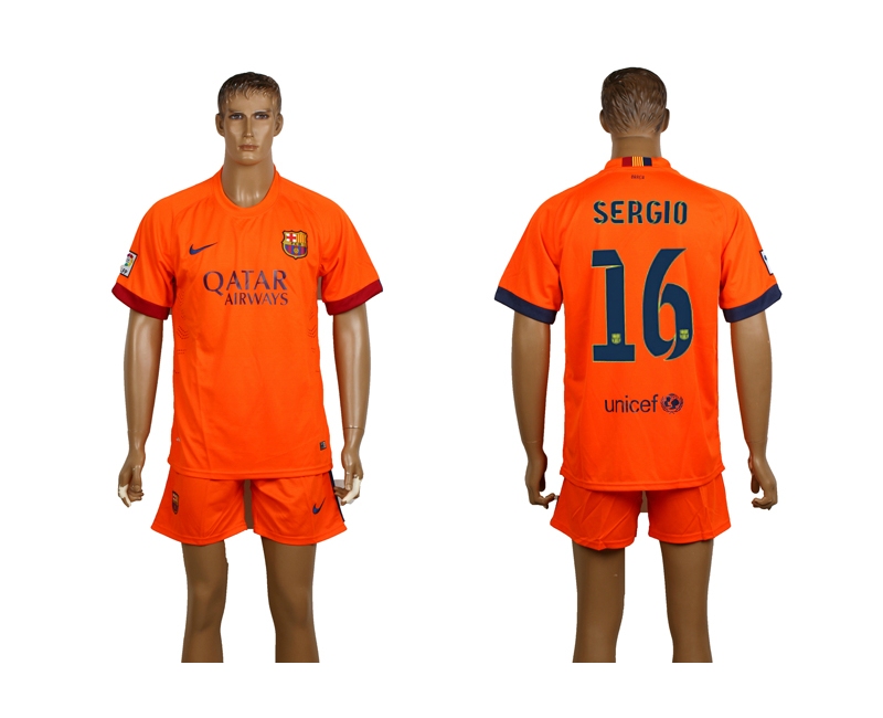 2014-15 Barcelona 16 Sergio Away Soccer Jersey