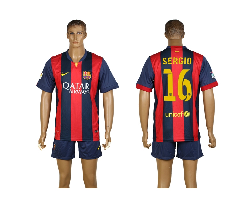 2014-15 Barcelona 16 Sergio Home Soccer Jersey