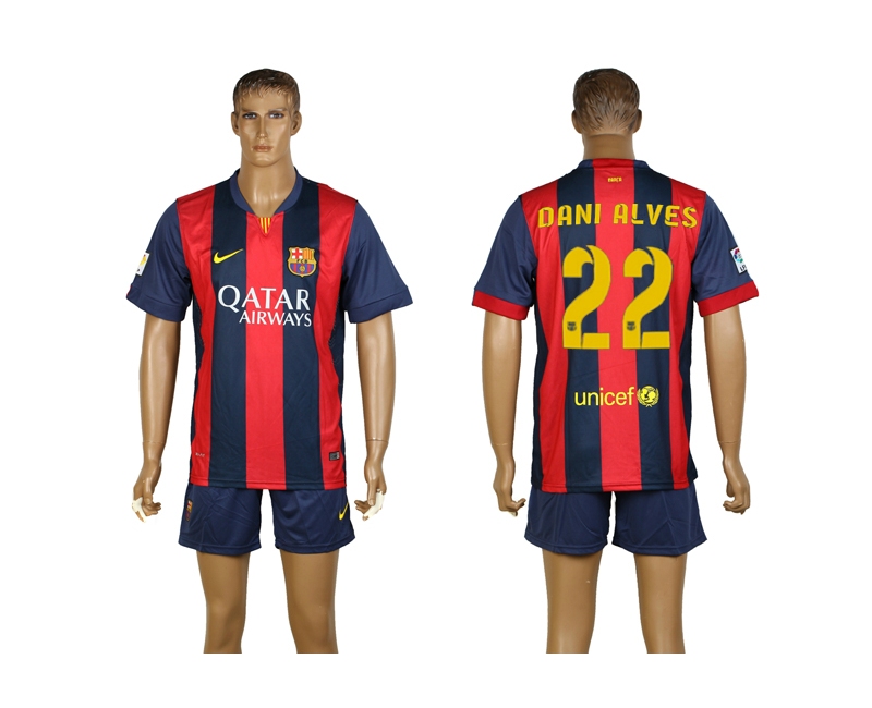 2014-15 Barcelona 22 Dani Alves Home Soccer Jersey