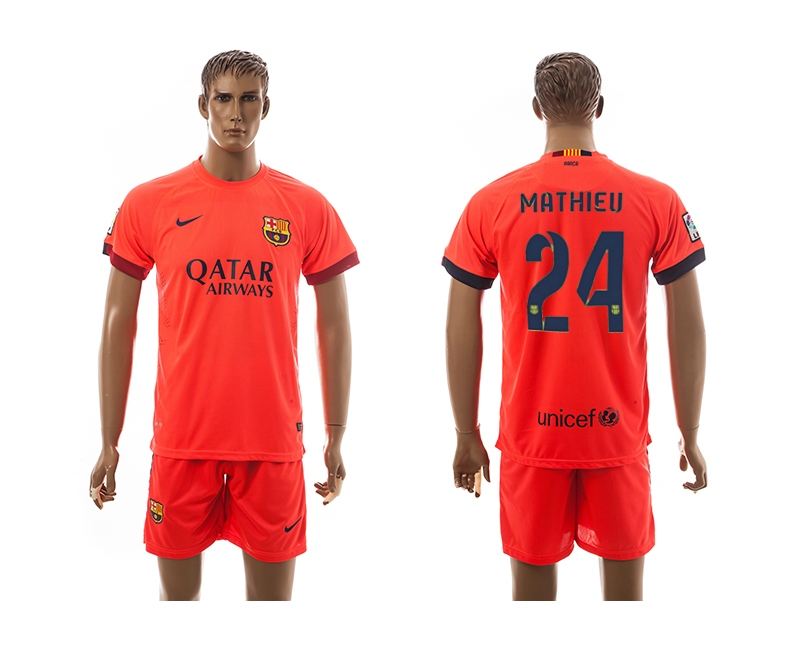 2014-15 Barcelona 24 Mathieu Third Away Soccer Jersey