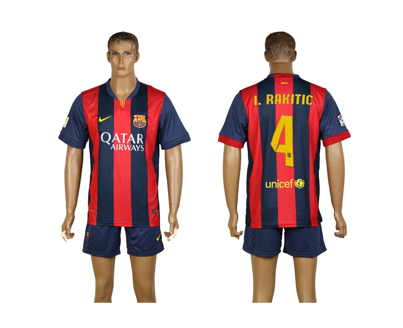 2014-15 Barcelona 4 I.Rakitic Home Soccer Jersey
