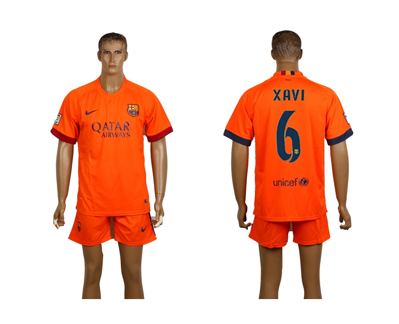 2014-15 Barcelona 6 Xavi Away Soccer Jersey