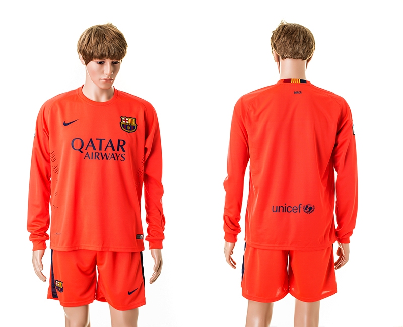 2014-15 Barcelona Away Long Sleeve Soccer Jersey