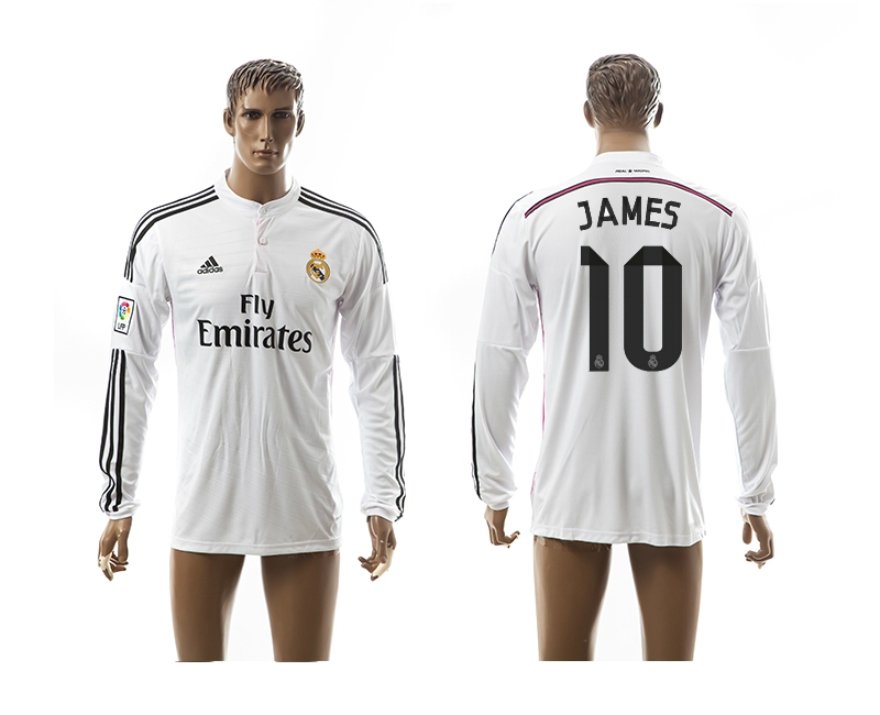 2014-15 Real Madrid 10 James Home Long Sleeve Thailand Jersey