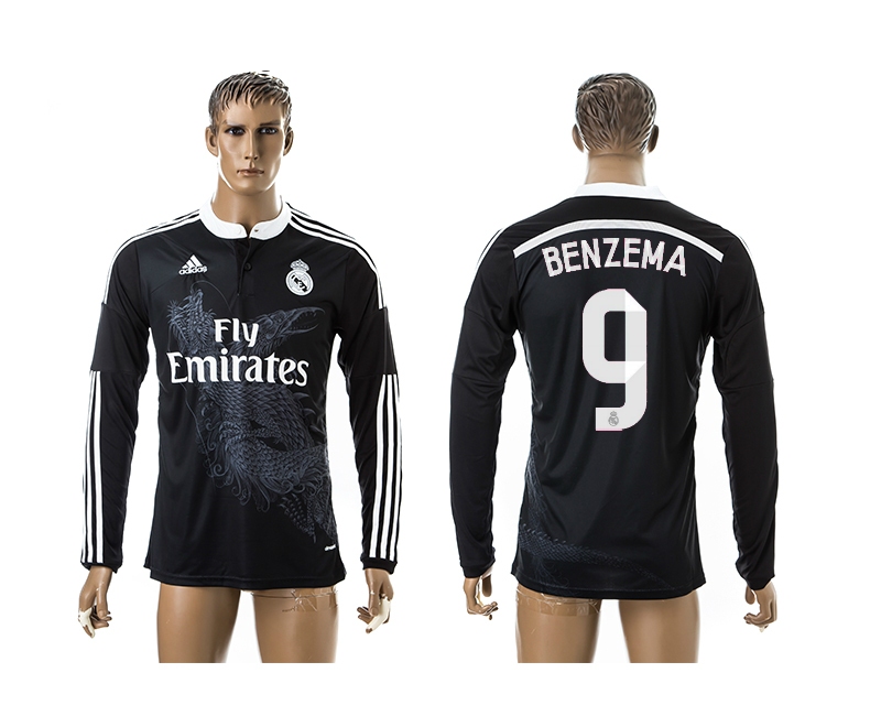 2014-15 Real Madrid 9 Benzema Third Away Long Sleeve Thailand Jersey 2014-15 Real Madrid 9 Benzema Third Away Long Sleeve Thailand Jersey
