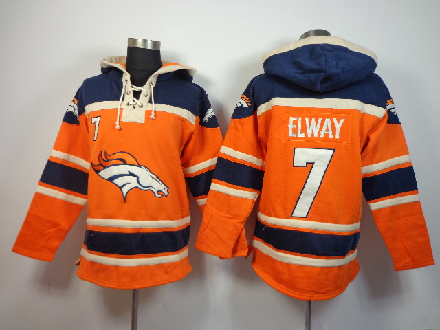 Nike Broncos 7 John Elway Orange All Stitched Hooded Sweatshirt