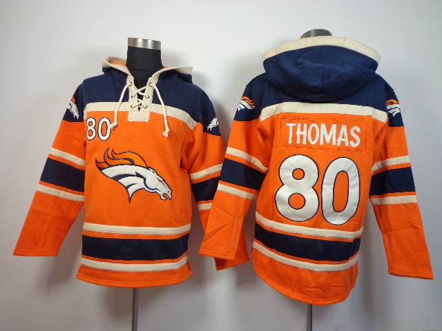 Nike Broncos 80 Demaryius Thomas Orange All Stitched Hooded Sweatshirt