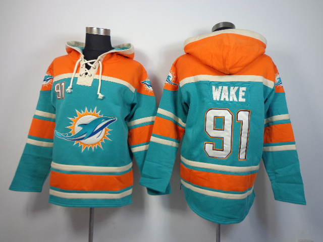 Nike Dolphins 91 Cameron Wake Green All Stitched Hooded Sweatshirt