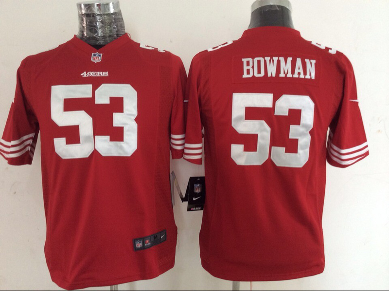 Nike 49ers 53 Bowman Red Game Youth Jerseys