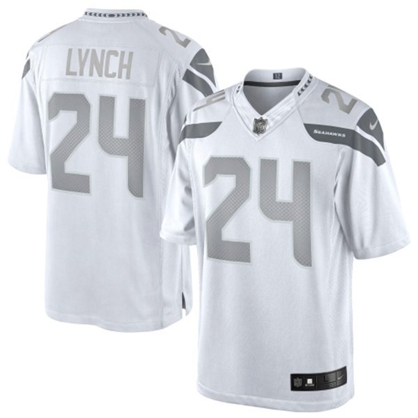 Nike Seahawks 24 Lynch White Platinum Jerseys