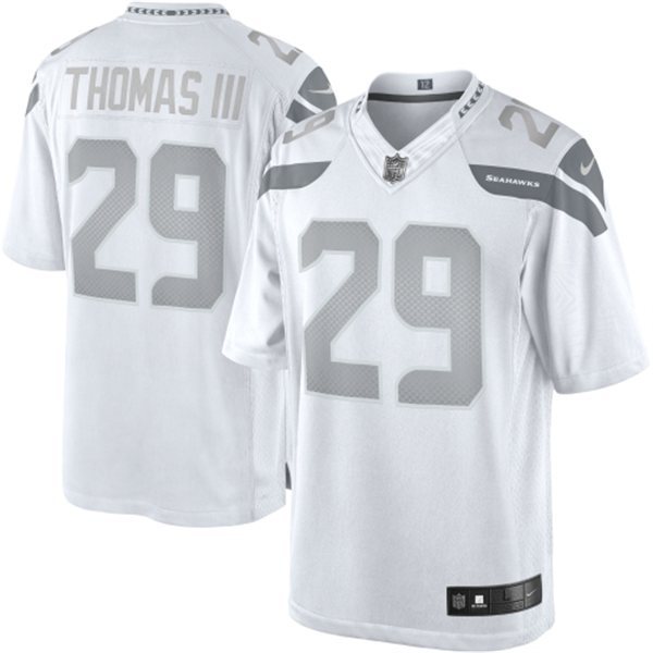 Nike Seahawks 29 Thomas III White Platinum Jerseys
