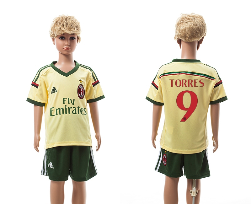 2014-15 AC Milan 9 Torres Away Youth Soccer Jersey 2014-15 AC Milan 9 Torres Away Youth Soccer Jersey