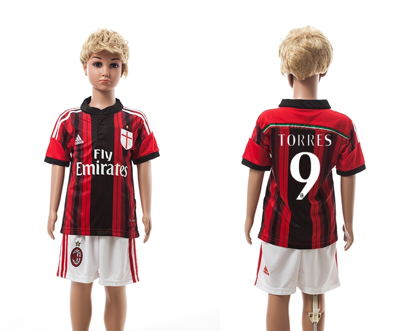 2014-15 AC Milan 9 Torres Home Youth Soccer Jerseys
