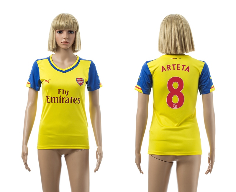 2014-15 Arsenal 8 Arteta Away Women Jerseys