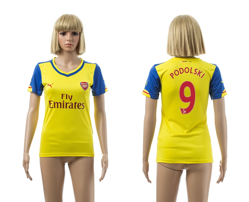 2014-15 Arsenal 9 Podolski Away Women Jerseys