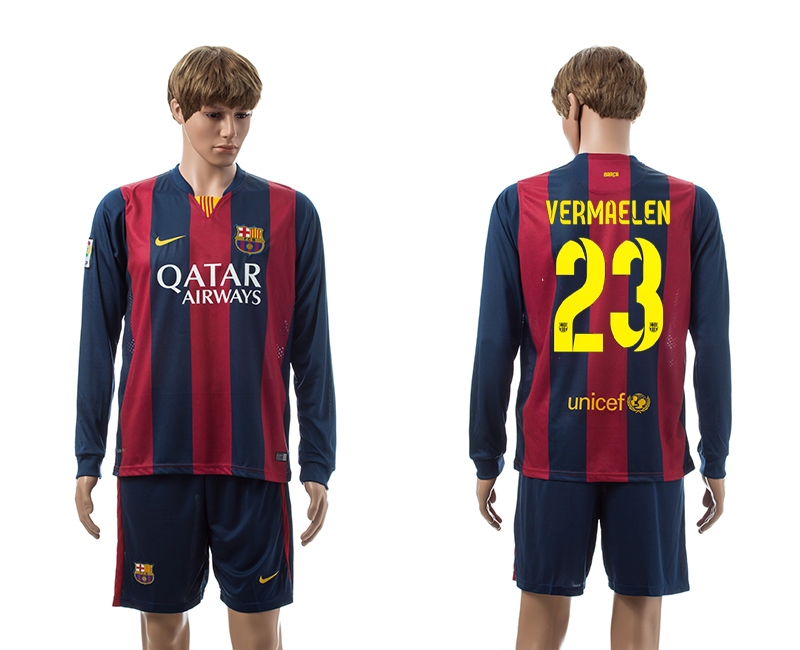 2014-15 Barcelona 23 Vermaelen Home Long Sleeve Jerseys