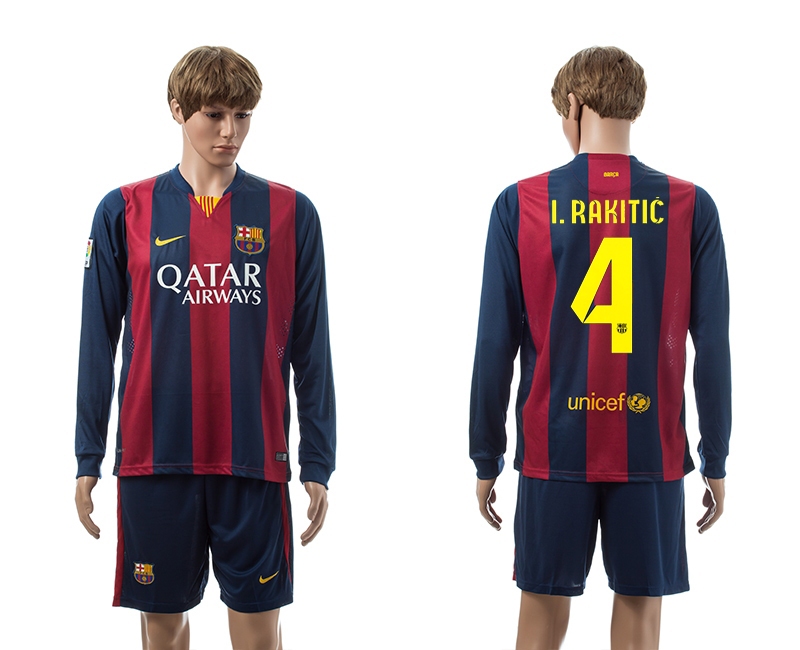 2014-15 Barcelona 4 I.Rakitic Home Long Sleeve Jerseys