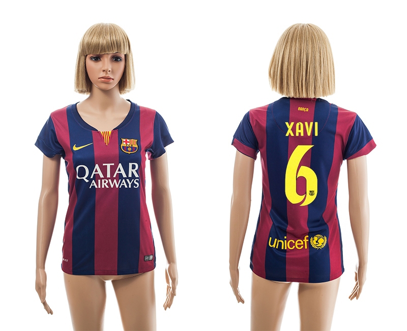 2014-15 Barcelona 6 Xavi Home Women Jerseys