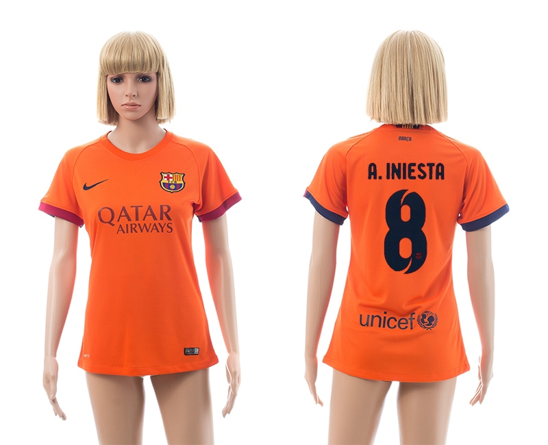 2014-15 Barcelona 8 A.Iniesta Away Women Jerseys