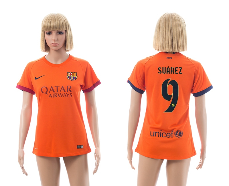 2014-15 Barcelona 9 Suarez Away Women Jerseys