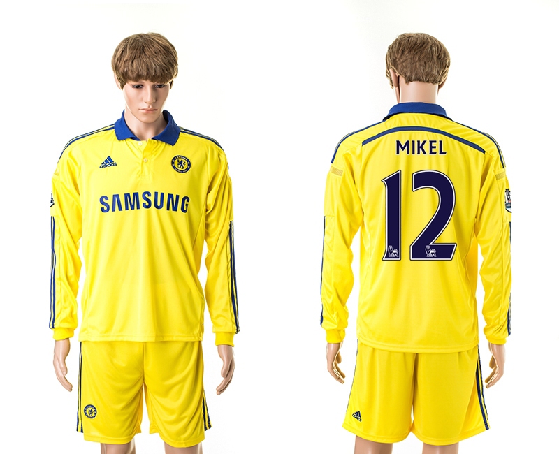 2014-15 Chelsea 12 Mikel Away Long Sleeve Jerseys