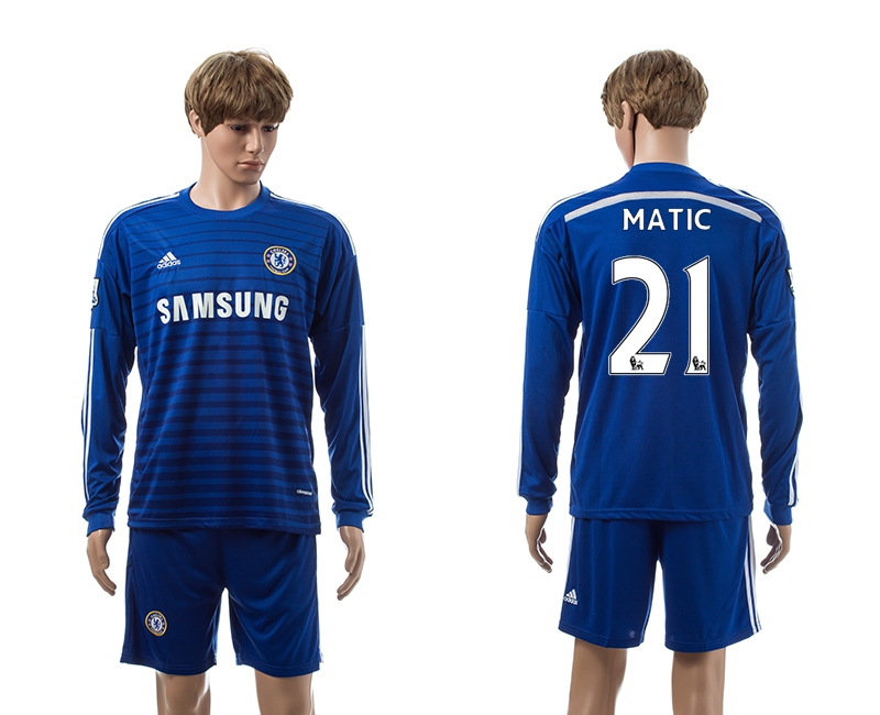 2014-15 Chelsea 21 Matic Home Long Sleeve Jerseys