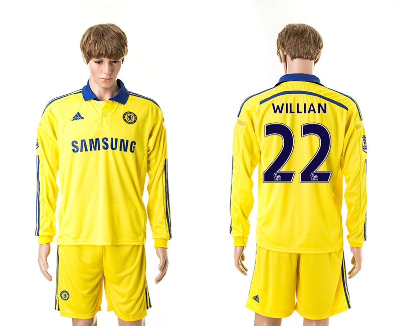 2014-15 Chelsea 22 Willian Away Long Sleeve Jerseys