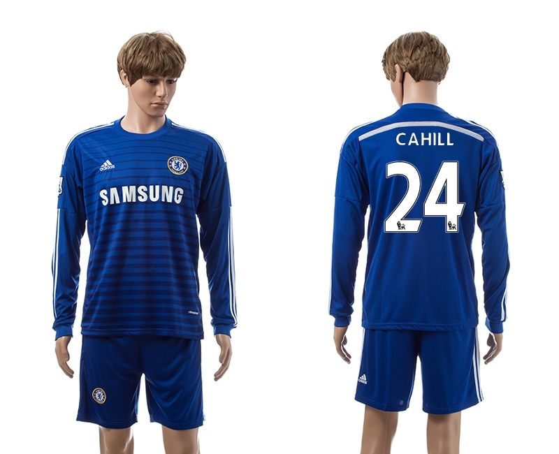 2014-15 Chelsea 24 Cahill Home Long Sleeve Jerseys