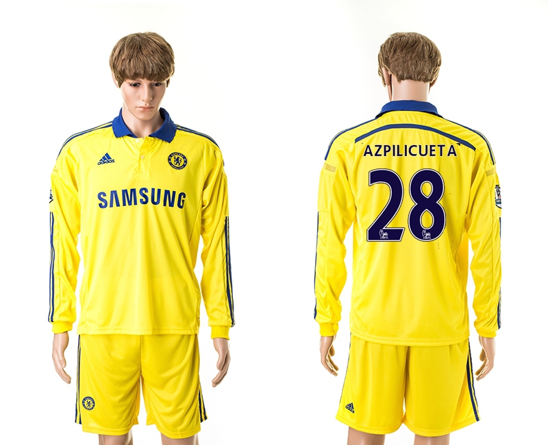 2014-15 Chelsea 28 Azpolicueta Away Long Sleeve Jerseys