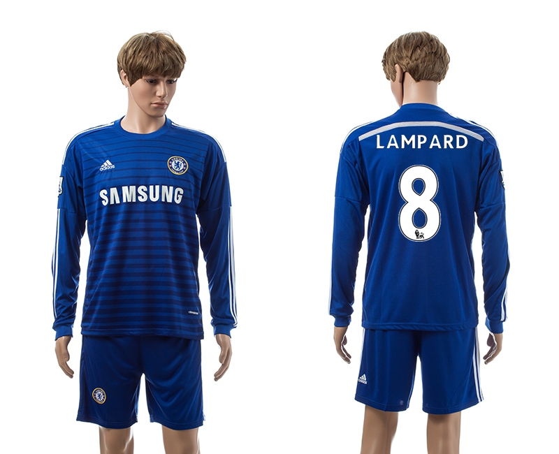 2014-15 Chelsea 8 Lampard Home Long Sleeve Jerseys
