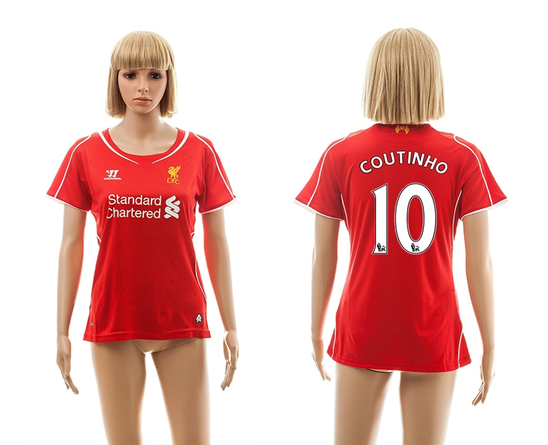 2014-15 Liverpool 10 Coutinhon Home Women Jerseys