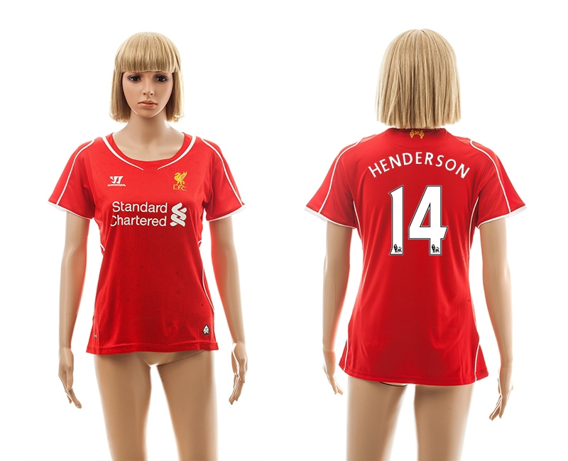 2014-15 Liverpool 14 Henderson Home Women Jerseys