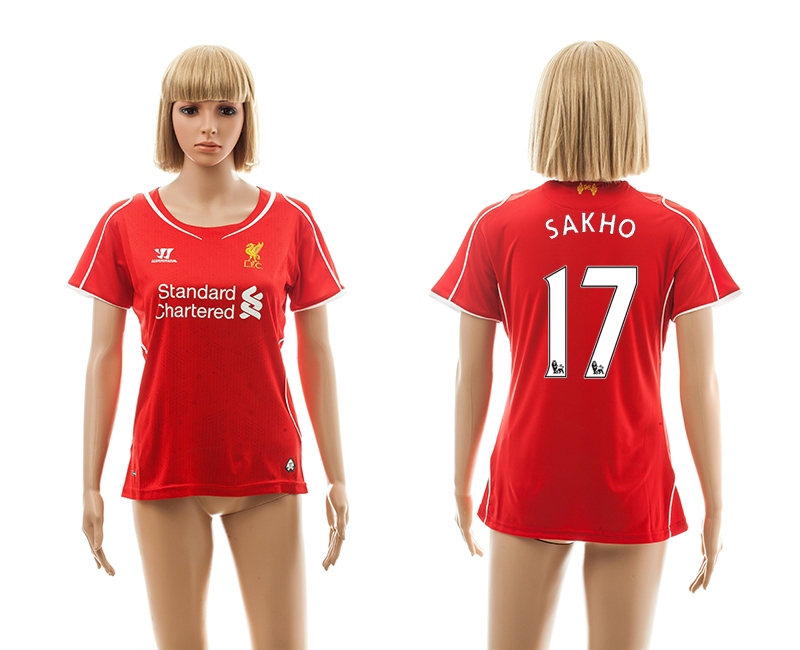 2014-15 Liverpool 17 Sakho Home Women Jerseys - Click Image to Close