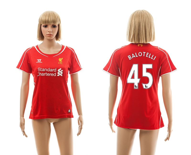 2014-15 Liverpool 45 Balotelli Home Women Jerseys