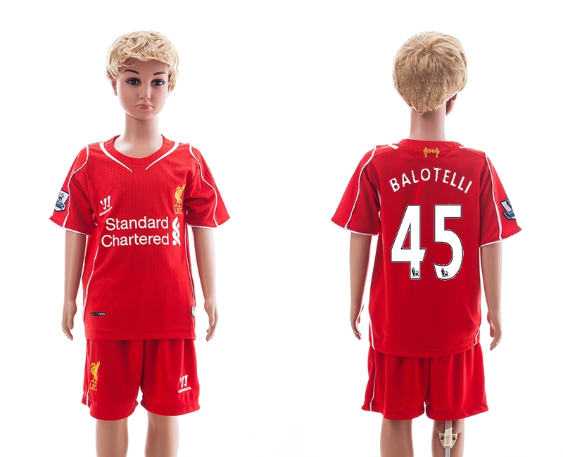 2014-15 Liverpool 45 Balotelli Home Youth Soccer Jersey